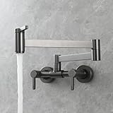 ZJXANMZ Küchenspülenarmaturen Wandmontage Messing Gefaltete Wandarmaturen Gebürstet