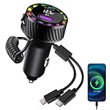 Kfz-USB-Ladegerät, 2 Anschlüsse, Kfz-Ladeadapter mit Spiralkabel, Handy-Auto-Ladegeräte für die meisten Handys und Tablets, schnelles Aufladen, Fahrzeug-Ladegerät mit buntem Licht