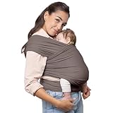 Boba Babytragetuch ab Geburt bis 15 kg - Kuschelweiches & Stützendes Baumwollfrottee, Tragetuch Baby Neugeboren bis Kleinkind, Einfach zu Binden (Grau)