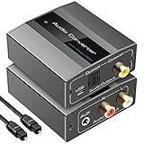 VEDINDUST Analog zu Digital Audio Konverter Wandler R/L RCA 3,5 mm AUX zu Koaxial Toslink Optischer AD Wandler für PS4 PS5 Blu-ray DVD Xbox AV Amp