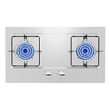 IFGSEQQQ Campingkocher, 71 cm, eingebaut, 2 Brenner, Gasherd mit Knopf aus Zinklegierung und Flammausfallschutz, Edelstahl-Emaille-Pfannenständer [Energieklasse A] (Farbe: LPG) (Ng)