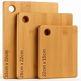 Luxus-Home Schneidebrett Holz 3er Set - 3 Extra Dicke Bambus Schneidebretter, Die Perfekte Holzbrett Küche, Brotbretter und Servierbretter, Küchenzubehör, Küchen Gadgets, Küchenhelfer