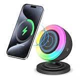 3 in 1 Magnetisches kabelloses Ladegerät mit Bluetooth-Lautsprecher & RGB-Stimmungslicht, 15 W Schnellladung für iPhone 12/13/14/15/16 (Schwarz)