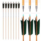 PHILOCS 12 Stück ID 6,2 mm Holzähnlich Carbonpfeile Spine 300 350 400 500 600 700 Jagdpfeil, 4' Truthahnfeder für Bogenschießen (29inch,Spine 600)