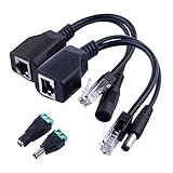 GeeekPi 1Pair Passive Power Over Ethernet RJ45 PoE Adapter injektor + Splitter Kabel Kit mit 2,1 x 5,5mm DC Power Adaptor Connector