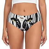 EdWal Damen-Slip, hohe Taille, feuchtigkeitsableitende Unterwäsche, Bikini-Unterwäsche, Schwarz / Weiß, Schwarz , 3XL