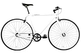 FabricBike Original - Single Speed Fixie Bike, 28 Zoll, Fixed Gear, Singlespeed Fahrrad Retro, Fixie-Räder, Hi-Ten Stahlrahmen, 10,45 kg (Größe M). (Glossy White, S-49cm)