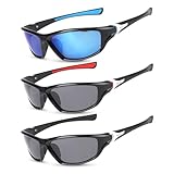 Camptrip 3 Paar Sonnenbrille Herren Sport Sonnenbrille UV 400 Polarisierte Sportbrille Sunglasses für Herren Damen zum Radfahren Ski Golfen Angeln Fahren Wandern