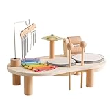 Anulely Holz-Schlagzeug für Kinder, Holz-Musik-Schlagzeug - 7-in-1-Montessori-Lernspielzeug mit Xylophon | Hölzernes Xylophon und Windspielspielzeug für Jungen und Mädchen ab 2 Jahren