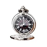 Taschenuhr Herren, Retro Quarz Taschenuhr, Vintage Römische Ziffern Skala Quarz Taschenuhr, Klassische Herren-taschenuhr, Unisex Taschenuhr Mit Kette, Retro Taschenuhr Herren Mit Kette (Silber)