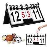 PORFOYO 4-Stellig Sportwettbewerb Anzeigetafel, Flip Sportanzeigetafel Digit, Tragbare Punktetafel, Klappbar Zähltafel, Sportanzeigetafel Punktezähler für Fußball Basketball Badminton Tischtennis