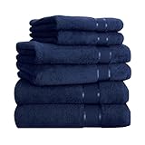 Mixibaby Handtuch 6er Set 2X Duschtuch 2X Handtuch 2X Gästetuch 100% Baumwolle Frottee, Farbe:Dunkelblau