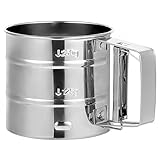 “Puderzuckerstreuer und Mehlsieb aus Edelstahl, Einhandbedienung, 250g Fassungsvermögen, Profi-Puderzuckermühle für Mehl, Zucker und Gewürze, Spülmaschinenfest”