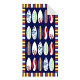 AMDXD Marineblau Strandtücher Schnell Trocknendes, Geometrisch Blumen Wellenreitbrett Muster Strandtuch Mikrofaser, Frottiertücher Hamamtuch Perfekt für Fitness Reisen Sport Outdoor, 90x180cm