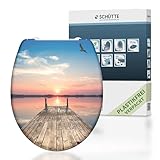 SCHÜTTE WC-Sitz SUNSET mit Absenkautomatik und Schnellverschluss aus Duroplast, Toilettendeckel mit 175kg Belastbarkeit, Toilettensitz mit Brille, Klodeckel für WC, Klobrille mit Motiv