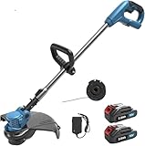 Kabelloser Rasentrimmer für Makita 18V-System – inklusive 2 x 3,0Ah Akkus,mit 90° schwenkbarem Schneidkopf und teleskopischem Stiel(0,85-1,3m) für präzisen Formschnitt an Hecken, Büschen und Beeten.