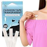 BLOOMORA Fashion Tape doppelseitig transparent – 100 Streifen (7,6 x 1,3 cm) – Body Tape für Kleidung & Haut – wasserfestes Klebeband Kleidung – Fashion Tape für Damen & Herren