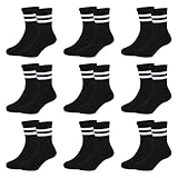 Auranso Socken kinder Tennissocken Jungen Kindersocken Mädchen (9 Paar) Baumwoll Sportsocken Weiße Schwarz Grau 23-27 31-34 35-38