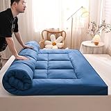 Dicke Matratzenauflage für Einzel-/Doppelbetten, weiche, atmungsaktive Mikrofaserfüllung, Futon-Kissen, aufrollbar, bequeme Bettlösung (Blau, 120 x 200 cm)