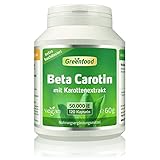 Beta Carotin, 50.000 i.E. (30 mg), 120 Vegi-Kapseln, hochdosiert - Vorstufe von Vitamin A (Augen, Hautschutz). Vegan.