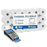 (18 Rollen) Kassenrollen 57mm Thermo - Thermopapier 57mm x 12mmx 16m, thermopapier rolle Kompatibel mit den meisten Druckrechnern und Registrierkassen - Ersatz-Papierrollen, Kassenrollen