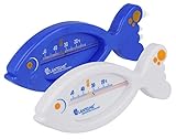 Lantelme 2 Stück Badethermometer Set Fisch Farbe weiß blau | Analog Bade Thermometer für sicheres Baden in Badewanne für Baby Kleinkinder Kind und Erwachsene bis 52°C Grad Wassertemperatur