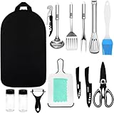 Portable Camping Kochutensilien Set 15Pcs Edelstahl Outdoor Camping Küchenutensilien Organizer Kit für Reisen, Picknicks, Wohnmobile, Grills, Wandern