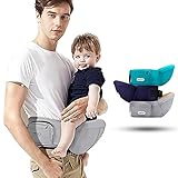 Taille Hocker Ergonomischer Baby Holder Leichte Kleinkind Carrier Babytrage für Kinder 0-36 Monate, Einstellbar länger Gürtel mit reißverschlusstasche (Grey)