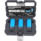 TECPO 3x Schlagschrauber-Nüsse, Kraft-Schoneinsatz-Satz SW 17 mm, aus Chrom-Molybdän-Stahl, 1/2' Antrieb, für Hand- & Schlagschrauber geeignet, mit Kunststoffmantel & Einsatz zum Schutz von Alufelgen