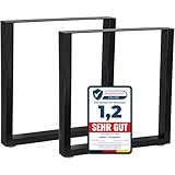 Melko 2X Tischkufen aus Vierkantprofilen 80x40 mm Tischuntergestell 60 x 72 cm Tischbeine Tiefschwarz inkl. Bodenschoner