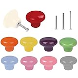 ShipeeKin 10x Bunte Schrankknöpfe Möbelknöpfe Niedlich Süß Rund Kommodenknöpfe Möbelgriffe Knäufe Türknöpfe aus Keramik für Kinderzimmer Kommode Schublden