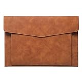 Eyintlofc PU Leder A4 Schnellhefter Dokumentenhalter mit 2 Fächern Umschlag Ordner Etui mit Schnappverschluss für Quittung Vertrag (Braun)