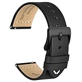 WOCCI 22mm Antikes Uhrenarmband für Herren, Sattelleder, Schwarze Schnalle (Schwarz)