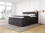 Betten Jumbo King Boxspringbett 180x200 cm 7-Zonen TFK Härtegrad H3 und Visco-Topper | Farbe: Anthrazit | versch. Größen verfügbar