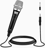 Moukey Dynamisches Mikrofon mit 4M/13ft Kabel, Metall Karaoke Handmikrofon, XLR-Mikrofon für Gesang/Bühne/Party, Kompatibel mit Karaoke Maschine/PA Anlage/Verstärker/Mixer, Schwarz