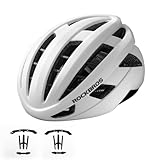 ROCKBROS Fahrradhelm Integrierter Radhelm, Leichter Cityhelm Rennradhelm, Robuster Atmungsaktiv für Mountainbikes Rennräder Unisex Erwachsene Damen und Herren L(58-62cm) Weiß-matt