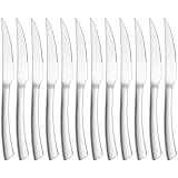 Joyfair Steakmesser Set, 12 Stück Edelstahl Steakbesteck Messerset mit Wellenschliff, 23cm Hochwertig Pizzamesser Tafelmesser für Haus/Restaurant/Hotel, Hochglanzpoliert & Spülmaschinenfest