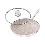 Générique Bratpfanne aus Edelstahl mit Deckel, kratzfeste Küchenpfanne mit Glasdeckel | Küchenzubehör für Omelette, Sautieren und Backen im Ofen