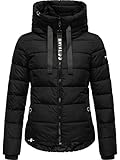 Navahoo Damen Winterjacke warme Steppjacke mit hohem Kragen und Verstellbarer Kapuze Amayaa Black Gr. M