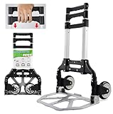 Yaheetech Sackkarre klappbar Transportkarre mit Gummiräder Stapelkarre Handewagen mit Anti-Rutsch Handgriff Transportwagen Trolley belastbar bis 75 kg