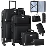 KESSER® Reisekoffer Set 4-teilig | Trolley Kofferset Stoffkoffer mit 3-Ziffern-TSA-Schloss, 360° Rollen & Teleskopgriff | Kosmetiktasche Handgepäck leichter Koffer & große Koffer für Business & Reisen