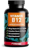 Vitamin B12 Lutschtabletten 240x KIRSCHE, 500µg B12 pro Tablette aus Methylcobalamin, Adenosylcobalamin & Hydroxocobalamin, leckerer Geschmack, optimal hochdosiert, ohne Zuckerzusatz, 100% vegan