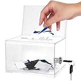 PLLYPE Spendenbox Abschließbar, Acrylspendenbox mit Schlüssel, Spendendose Verplombt, Kommentarbox, Losbox Abschließbare mit Aufkleber für Visitenkarten Abstimmungen Gewinnspiele(Transparent)