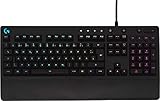 Logitech G213 Prodigy Gaming-Tastatur, RGB-Beleuchtung, Programmierbare G-Tasten, Multi-Media Bedienelemente, Integrierte Handballenauflage, Spritzwassergeschützt, Deutsches QWERTZ-Layout - Schwarz