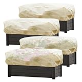 alouweekuky Winterschutz für Blumenkästen 150 x 45 x 40 cm 80 g/㎡ Winterschutz Kübelpflanzensack, Frostschutz für Kübelpflanzen für Hochbeete mit Zugband, Schützt Blumen in Balkonkasten, 4 Stück