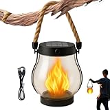 Outdoor Solarlaternen - Solarlaternen Wasserdicht Für Den Außenbereich | Flackernde Flamme Hängbare Gartenleuchte Für Baumäste Terrasse Balkon Vorgarten