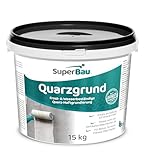 SuperBau Quarzgrund (15kg ca.50m²) Weiß Haftgrund Fliese auf Fliese Grundierung für Putz Beton Holz OSB-Platten Haftgrundierung mit Quarzsand für Außen & Innen