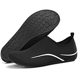 BARFULKER Badeschuhe Herren Damen Wasserschuhe Schnell Trocknend Schwimmschuhe Barfußschuhe rutschfeste Leicht Aquaschuhe Strandschuhe fur Männer Frauen,Schwarz 39 EU