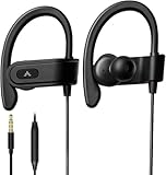 Avantree E171 - AUX 3.5mm Sport Kopfhörer kabelgebunden mit Mikrofon, schweißfest, zum Laufen, Over Ear Kopfhörer mit Ohrbügel, In Ear Jogging-Kopfhörer für Workout, Training, Fitnessstudio - Schwarz