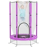 AIYAPLAY Kinder Trampolin Ø140 cm, Indoor Trampolin mit Sicherheitsnetz Randabdeckung Gummiseil, Kindertrampolin mit Tür mit Reißverschluss, Wolken-Muster, für Kinder 3-6 Jahre Violett